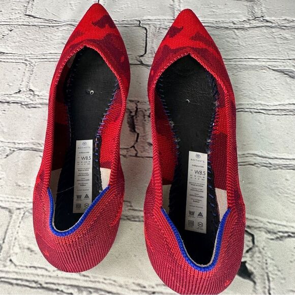 Rothy's Red Camouflage Pointed Toe Patterned Flats - Picture 6 of 7